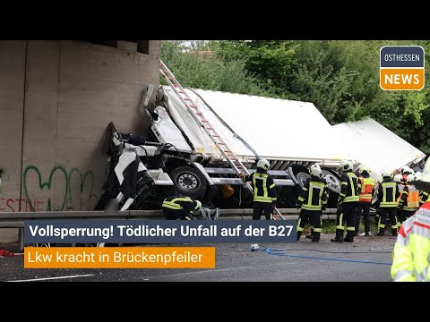PETERSBERG: Full closure! Fatal accident on the B27: Truck crashes into bridge pier