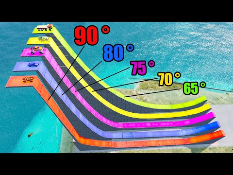 Which Ramp Downhill Give Longest Jump? - Beamng drive