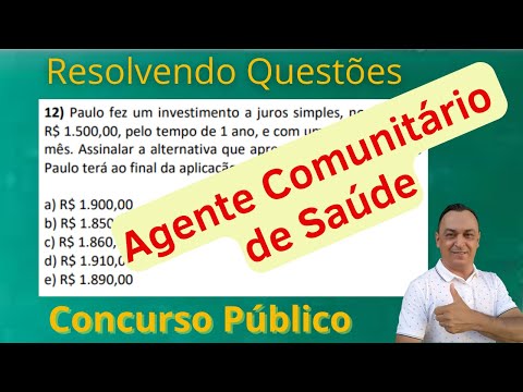 Agente Comunitário de Saúde. Concurso Público. Questões matemática e Raciocínio Lógico. Prefeitura