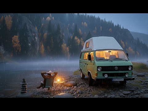 Mountain River & Old Camper: Solo Vanlife Getaway | Sounds of Camping | ASMR |