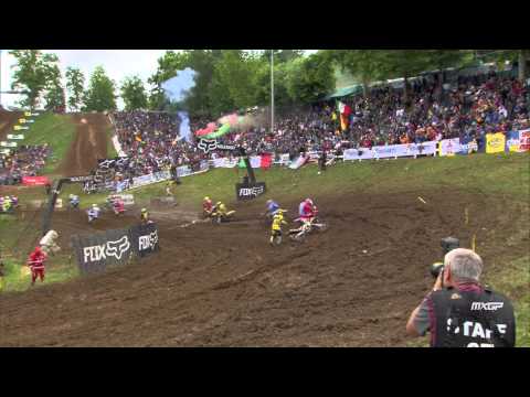 Jeremy Van Horebeek and Evgeny Bobryshev crash first corner MXGP of Italy 2015 - motocross