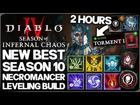 Diablo 4 - New Best Necromancer Leveling Build - Season 10 FAST Level 1 to 60 - Easy Endgame Guide!
