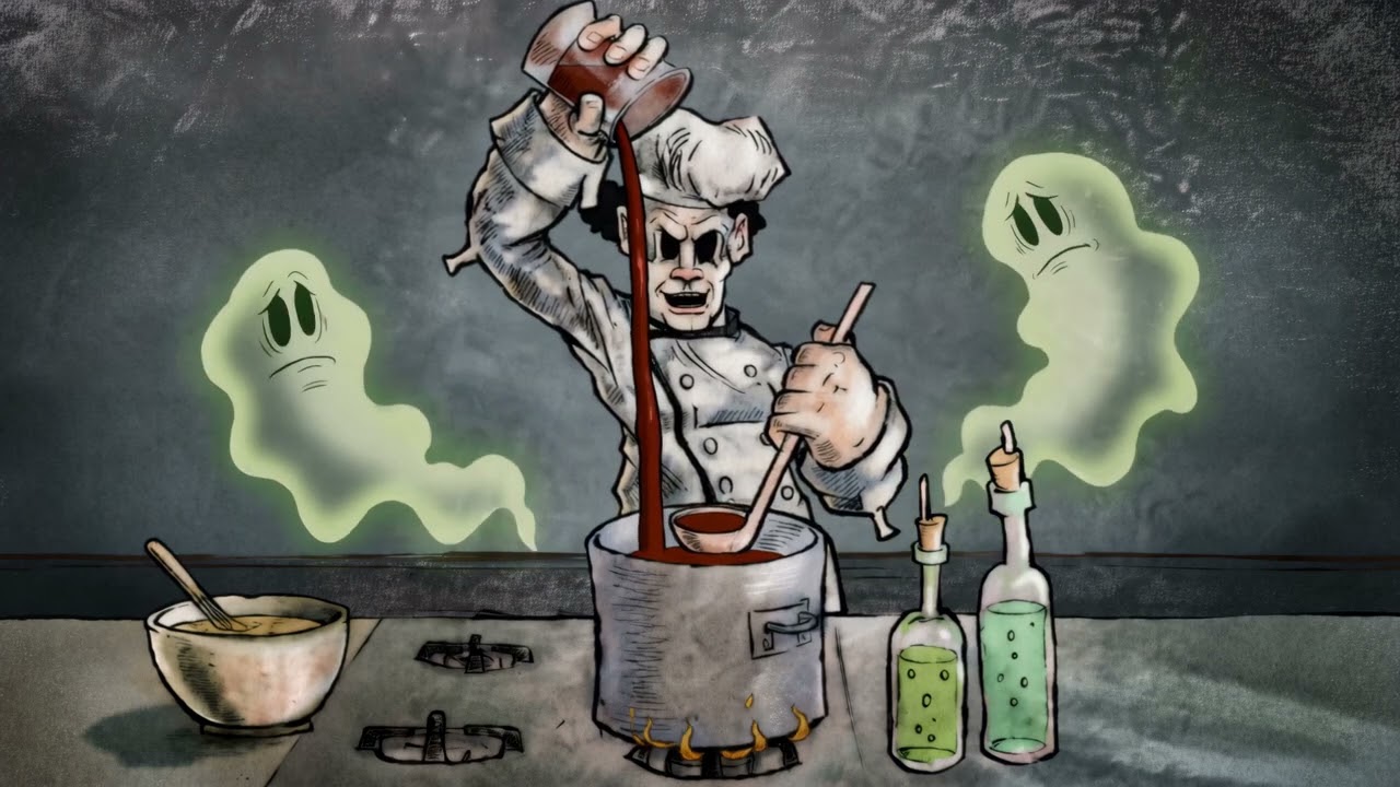 Some Soup at Le Café Diablo — the café staff step out of their comic panels