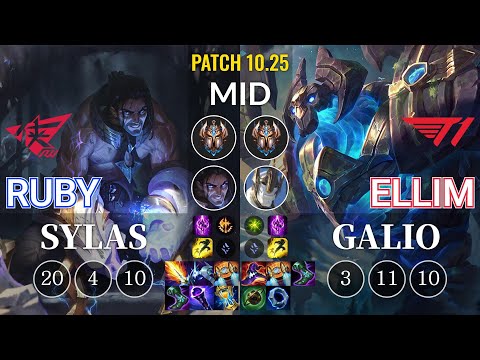RW Ruby Sylas vs T1 Ellim Galio Mid - KR Patch 10.25