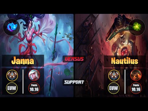 Challenger JANNA [Summon Aery] (Support) VS  NAUTILUS - Challenger EUW Patch 10.16