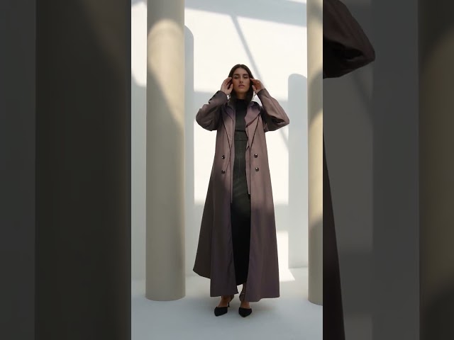 عباية لحمي معطف وأزرار خشبية