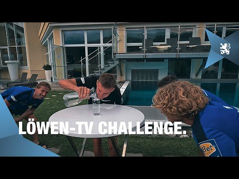 Die LÖWEN-TV Wasserglas-Challenge im Trainingslager 2023.