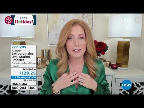 Amber Extraordinaire Sterling Silver Oval Station Bracel...