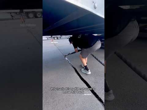 Truck Driver Did NOT Want to Move His Truck🚫🛻🚔 #satisfying #cracksealing