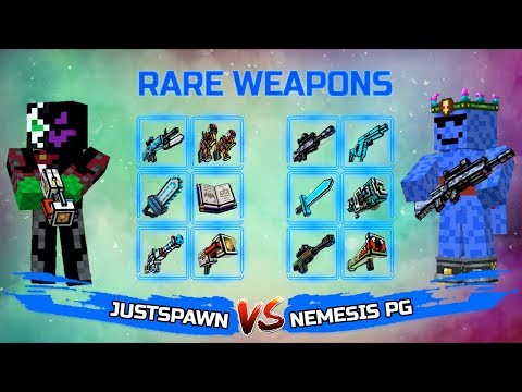 55 lvl Rare Weapons Battle (JustSpawn vs Nemesis PG) - Pixel Gun 3D