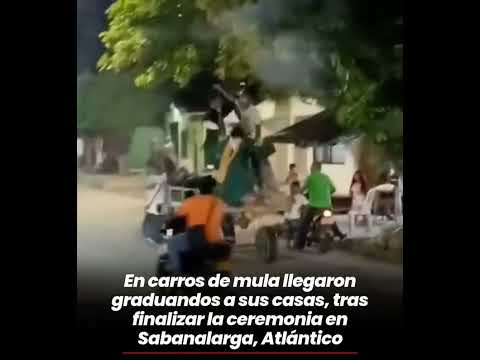 Sabanalarga; En carros de mula llegaron graduandos a sus casas, tras finalizar la ceremonia