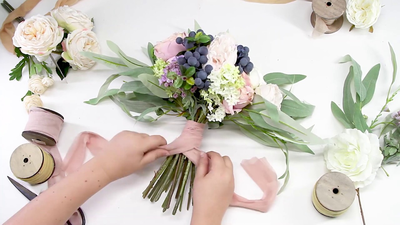 How To Tie A Bouquet With Frayed Ribbon