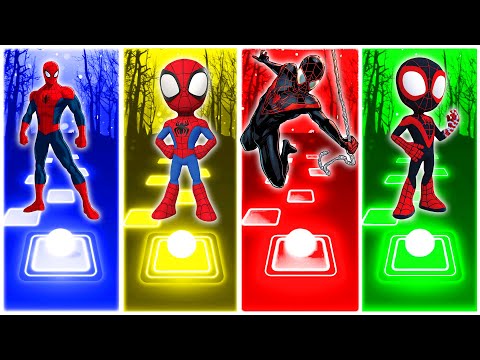 🔵Spider Man 🟡 Spidey 🔴 Miles Morales 🟢 Spin 🔮🎵TILES HOP