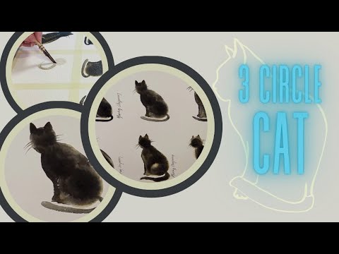 Black cats in watercolour | Easy 3 circle method | Wet in wet for soft furry edges