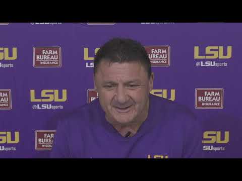 #LSU coach Ed Orgeron, THRILLER WIN IN THE RAIN over Ole Miss, FULL post-game presser