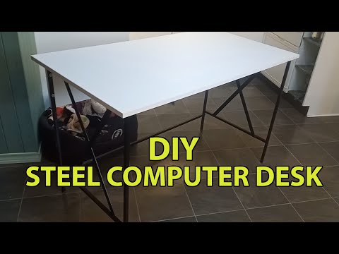 DIY Computer Desk - Steel Frame Wooden Top