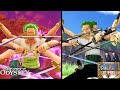 One Piece Pirate Warriors 4 VS Odyssey Roronoa Zoro Skills Comparison