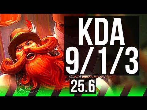 GRAGAS vs HECARIM (JGL) | 9/1/3, 6 solo kills, Legendary | KR Master | 25.6