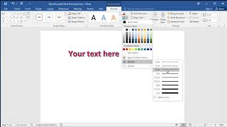 How to Change the Text Fill, Text Outline &amp; Text Outline Weight of WordArt in Word