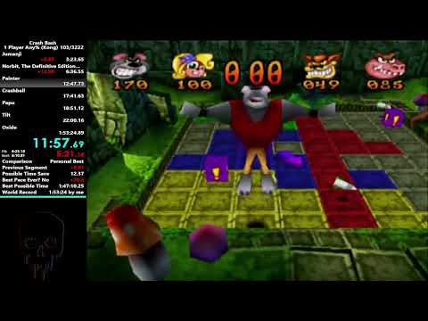 Crash Bash Any% WR in 1:51:53 and 200% PB in 6:57:12 with Kong!