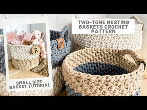 Häkelanleitung für zweifarbige Nistkörbe