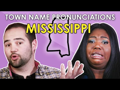 Part of a video titled We Tried (again) to Pronounce these Mississippi Town Names - YouTube