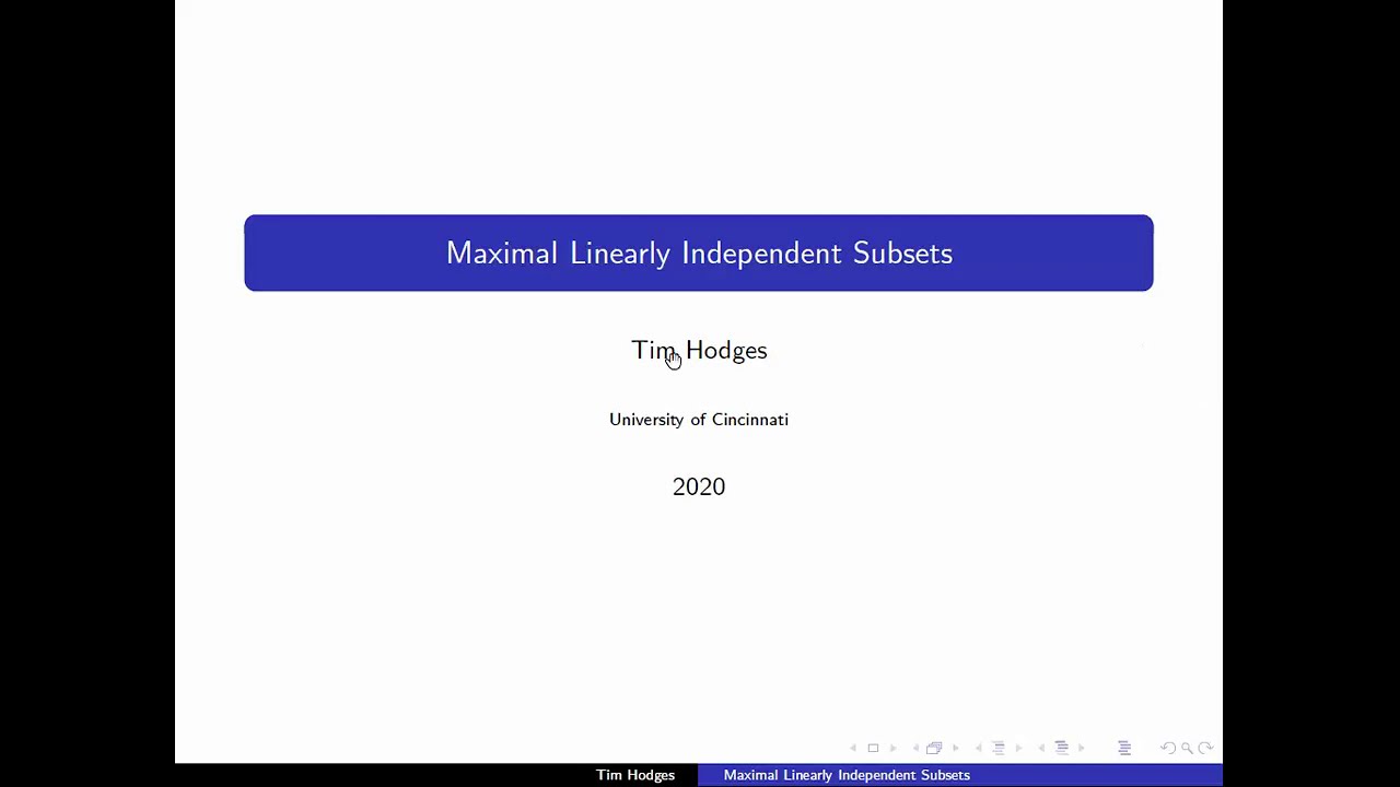 Maximal Linearly Independent Subsets