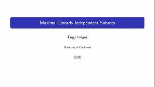 Maximal Linearly Independent Subsets