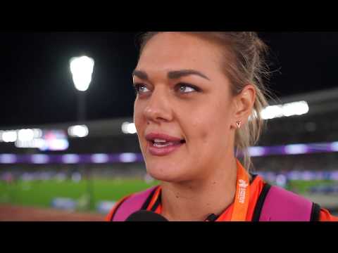 Sandra Perkovic (CRO) after 1st place in the Discus Throw