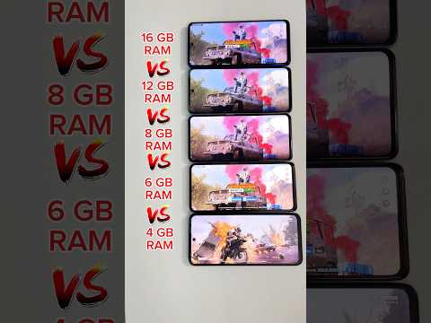 16GB RAM😈 MOBILE vs 12GB💀 vs 8GB vs 6GB🥶 vs 4GB PUBG TEST #shorts #bgmi #pubgmobile