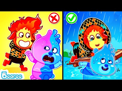 🔥💧 Water Bearee and Fire David Friendship | Don't Bully, Let's Help Each Other! | Bearee Kids Show