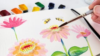 Easy Watercolor Zinnia Flowers for Beginners