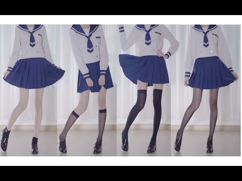 JK制服 黑丝上身对比…我发现了最显瘦的长度
