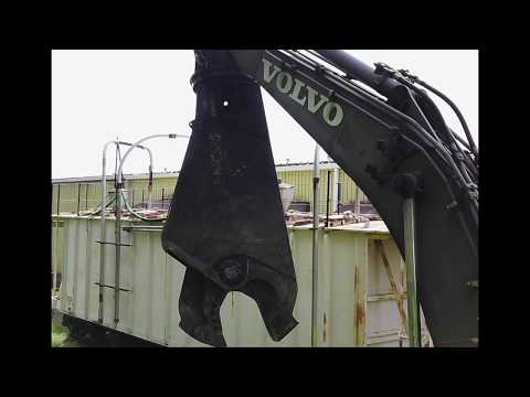 Time Lapse of Train Car Cut with Scrapping Machine
