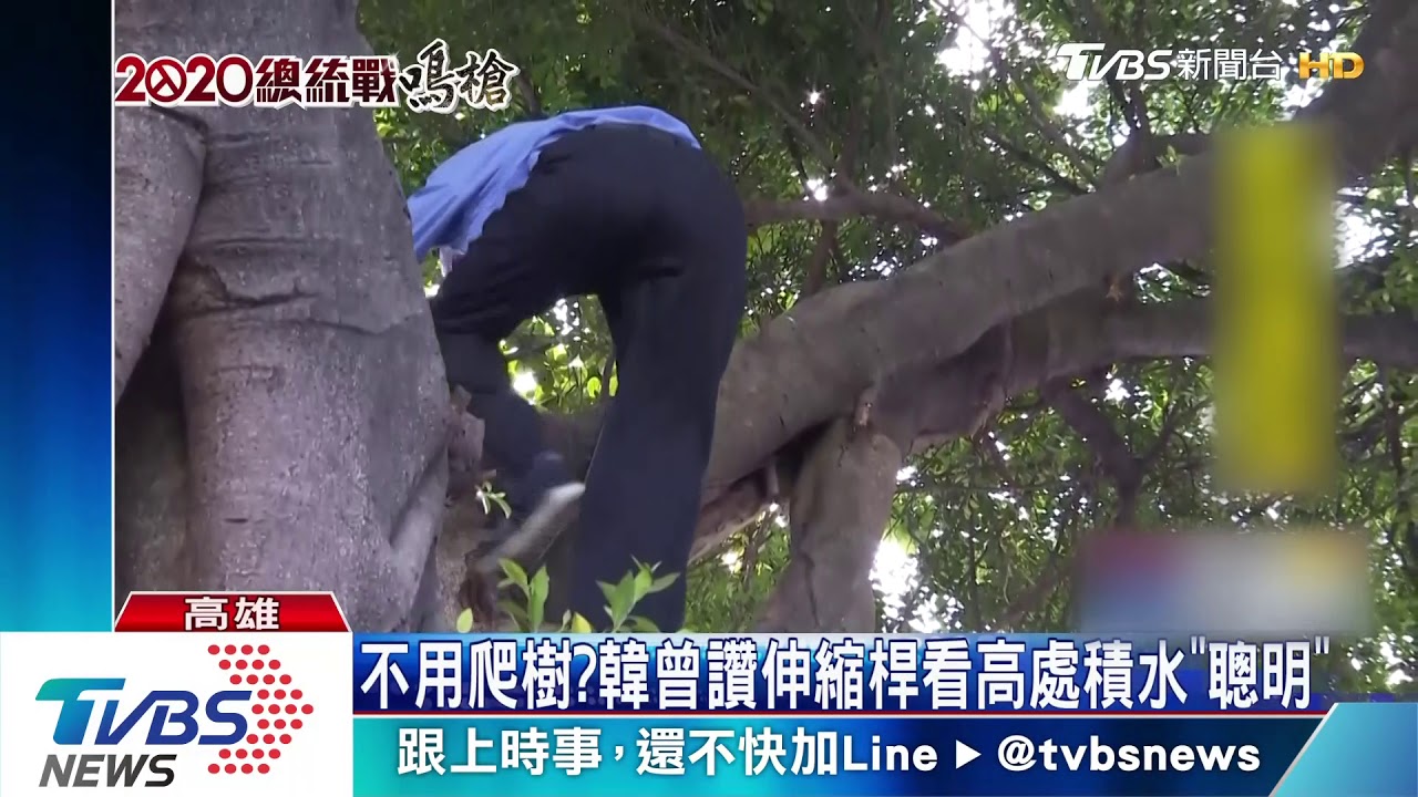 不用爬樹？　韓曾讚伸縮桿看高處積水「聰明」