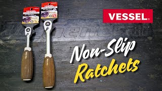 JAPAN-MADE Vessel Tools HRH3 3/8" + HRH2 1/4" Wood-Composite Non-Slip Ratchets