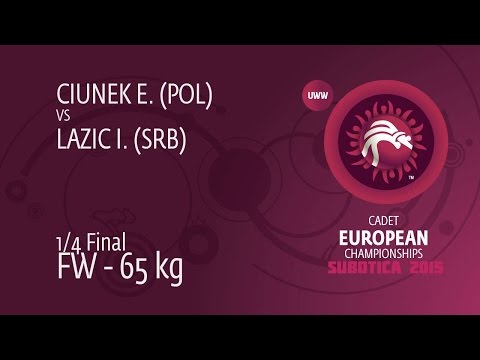 1/4 FW - 65 kg: E. CIUNEK (POL) df. I. LAZIC (SRB) by FALL, 6-0