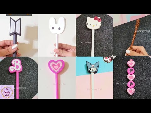 8 Diy Pen Decoration Ideas..BARBIE,  HELLO KITTY, BTS, KUROMI,HARRY POTTER, NEWJEANS Pen decorations