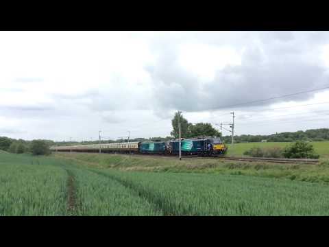 DRS 88002 and 68025 fly past Keckwick Brook on 1Z39 - The Settle and Carlisle Pioneer