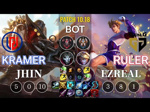 LGD Kramer Jhin vs GEN Ruler Ezreal Bot - KR Patch 10.18