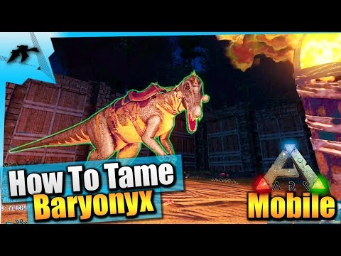 Ark Survival Evolved Mobile| How To Tame A Baryonyx Solo(Easy!)| iOS/Android Total Beginner's Guide