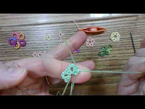 beginners shuttle tatting - easy "rings only" tatted flower
