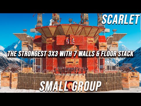 SCARLET - The STRONGEST 3x3  | 7 Walls | Floor Stack | 7 Bunkers | rust base design