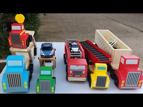 Car Transporter, Building Block, Dump Trucks Police Cars Loader Construction Toy Vehicles Kids ASRM Video