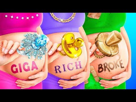 Rich vs Poor vs Giga Rich Pregnant | Awkward Pregnancy Moments with Boyfriends