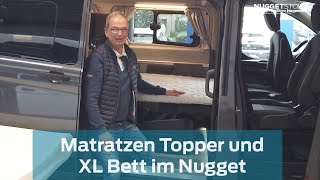 Ford Nugget Zubehör: Matratzen Topper und XL Bettverlängerung