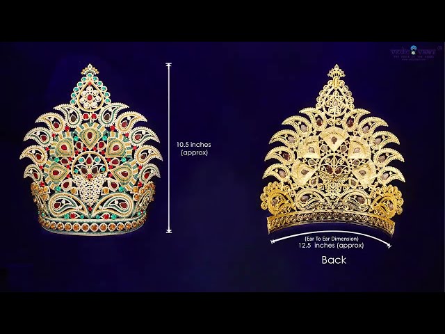 Stone Work God & Goddess Mukut Crown for Shringar  - 12.5 inches Ear to Ear Dimension video