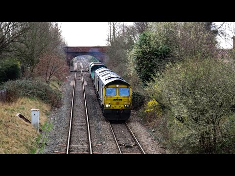FL Class 66 No's. 66596 & 66523 on 6E53 Crewe Basford Hall - Hunslet Yard on 17.03.19 - HD