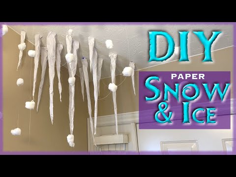 How to make Paper ICICLES and Cotton Ball Snow DECORATIONS