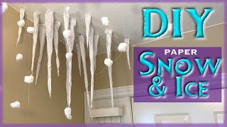 How to make Paper ICICLES and Cotton Ball Snow DECORATIONS